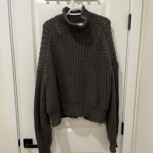 chunky knit sweater - grey - plus-size 3X - Picture 1 of 3